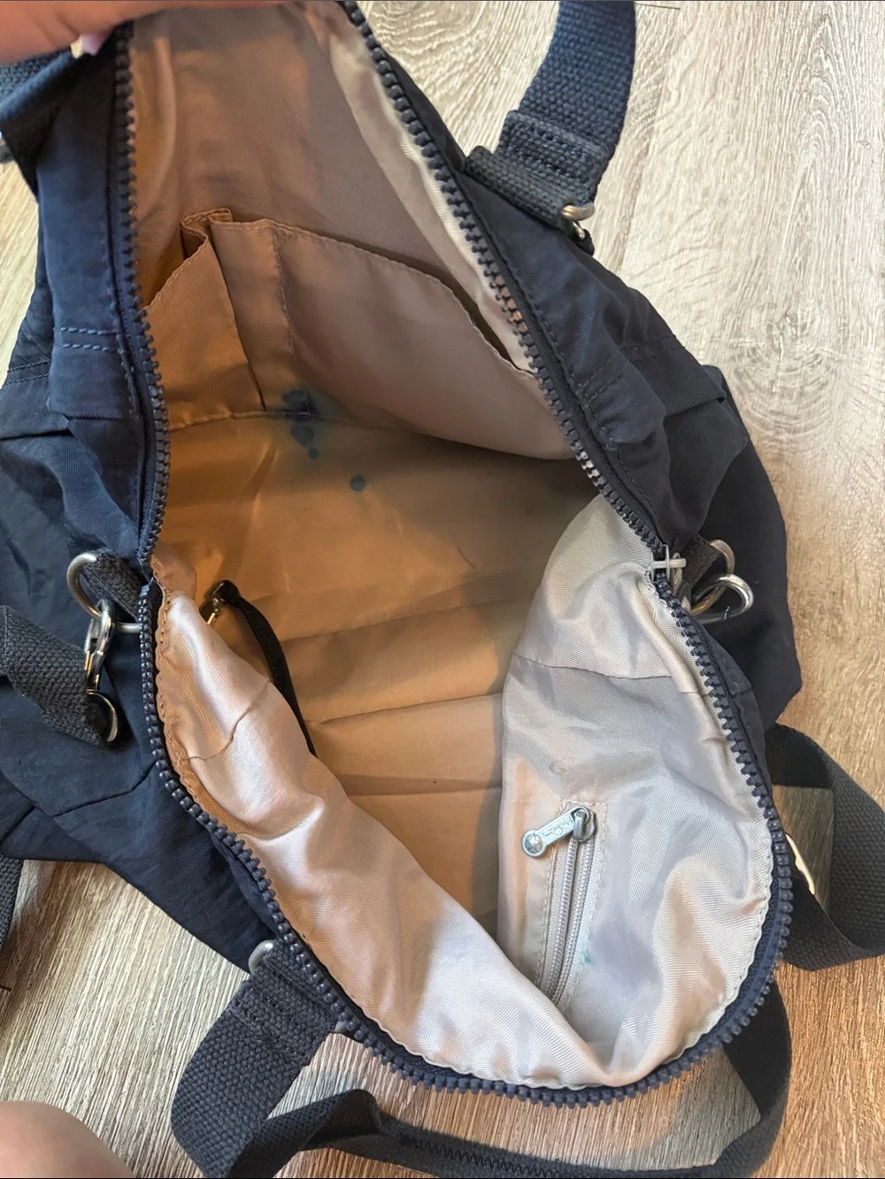 Kipling Navy Shoulder Bag with Dual Zip Front Pockets crossbody purse handbag
